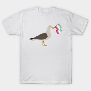 Seagull Holding Abrosexual Pride Flag T-Shirt